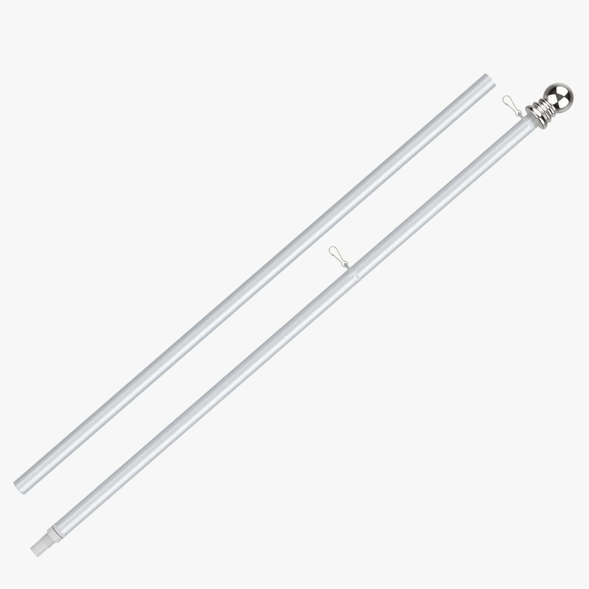 Two-piece aluminum house flag pole with chrome ball top
