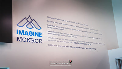 Imagine Monroe wall lettering by Ardor Printing