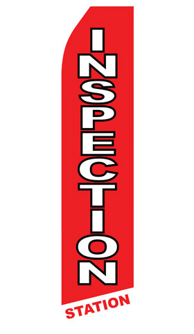 Inspection Station econo feather flag, 16 ft, single-sided, design 0056