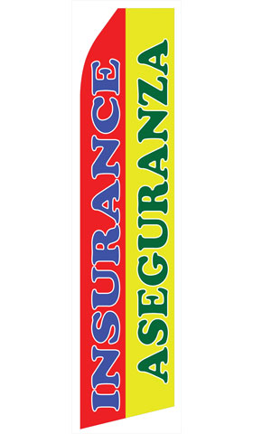 Insurance Aseguranza econo feather flag, 16 ft, single-sided, design 0608
