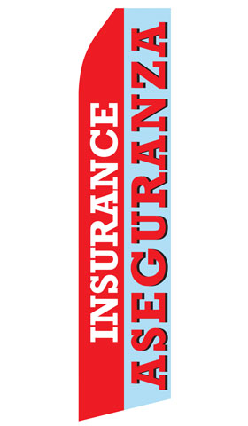 Insurance Aseguranza econo feather flag, 16 ft, single-sided, design 0620