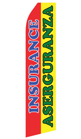 Insurance Aseguranza econo feather flag, 16 ft, single-sided, design 1307