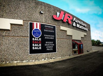 Large vinyl building banners for JR Furniture & Mattress by Ardor Printing, view 3