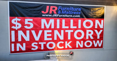 Large vinyl building banners for JR Furniture & Mattress by Ardor Printing, view 6
