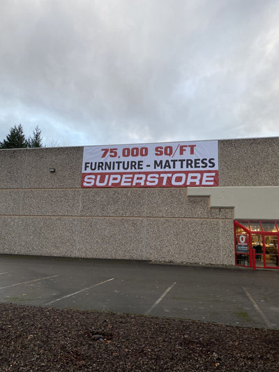 Large vinyl building banners for JR Furniture & Mattress by Ardor Printing, view 7