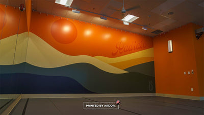 Juicy Power Yoga studio mountain wall mural by Ardor Printing