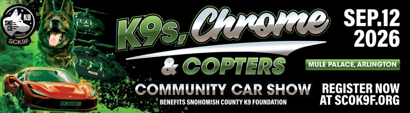 K9s, Chrome & Copters car show digital billboard design