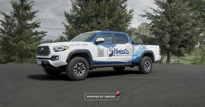 KrisCo Pools Toyota Tacoma Truck Wrap by Ardor Printing, Seattle, WA