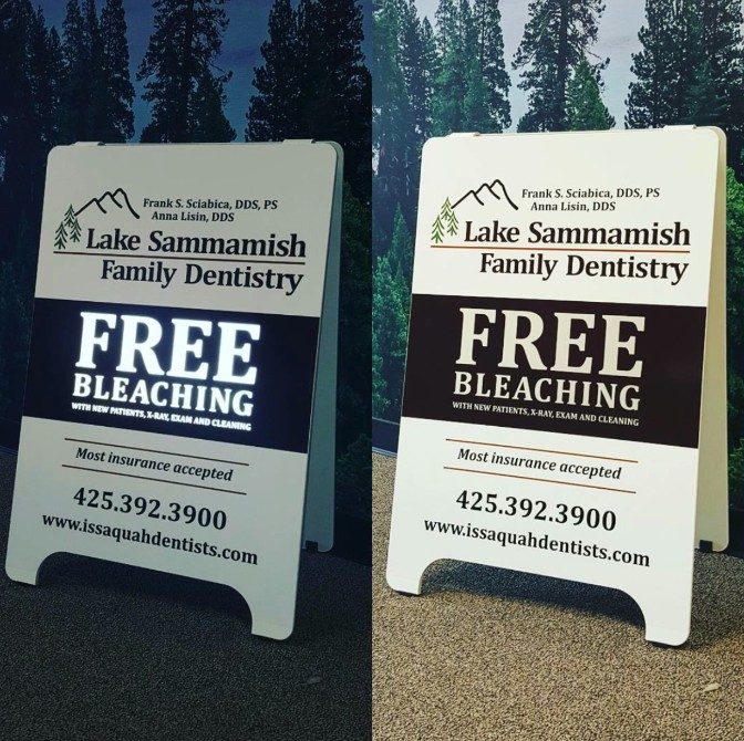 Lake Sammamish Family Dentistry A-frame sign