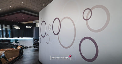 Lamborghini dealership showroom wall wrap by Ardor Printing, view 2