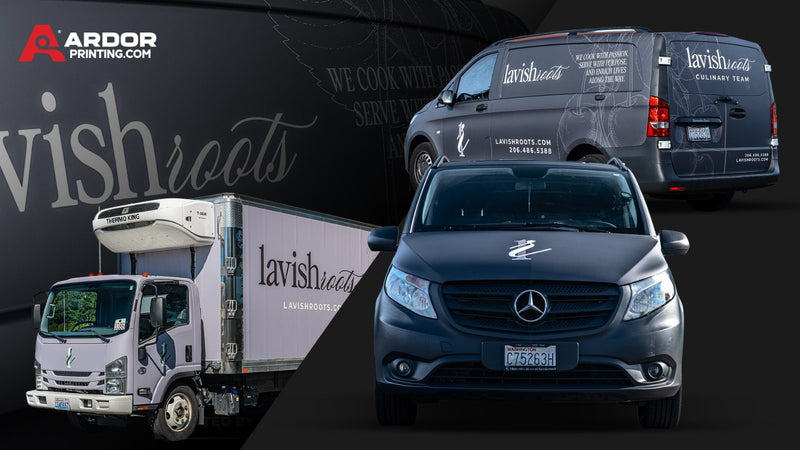 Lavish Roots box truck and Mercedes van graphics design