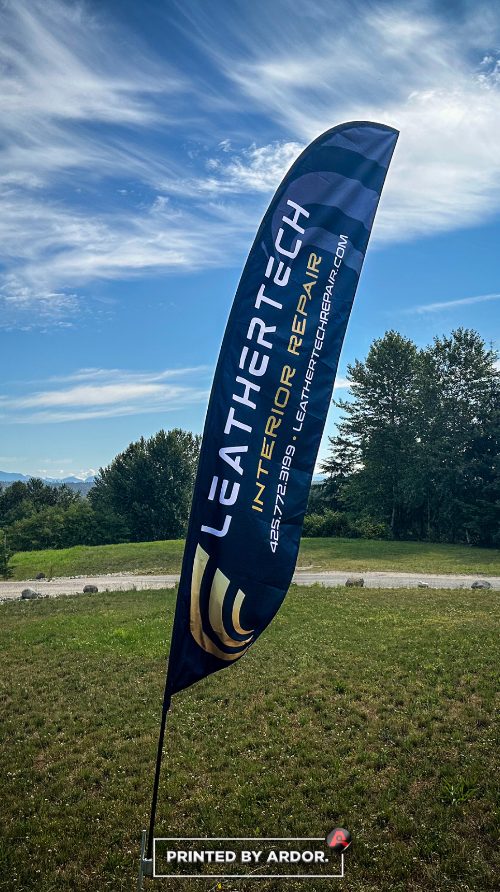 LeatherTech Interior Repair custom feather flag printed by Ardor Printing