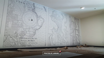 Line art map office wall wrap by Ardor Printing