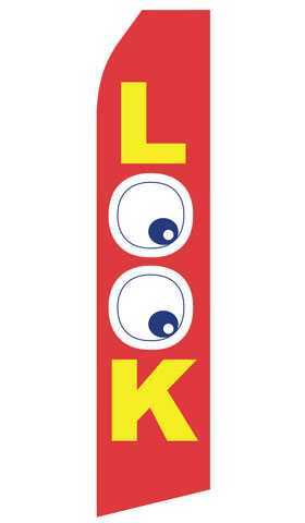 Look econo feather flag, 16 ft, single-sided, design 1033