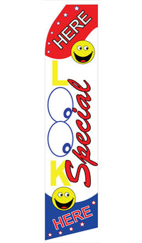 Look Here Special econo feather flag, 16 ft, single-sided