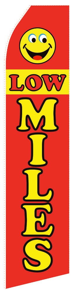 Low Miles econo feather flag, 16 ft, single-sided