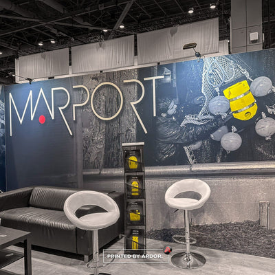 Marport trade show booth with large format printed wall graphics by Ardor Printing, view 3