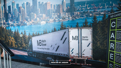 Martin Bower office wall mural with Seattle skyline and fleet trailer by Ardor Printing, view 4