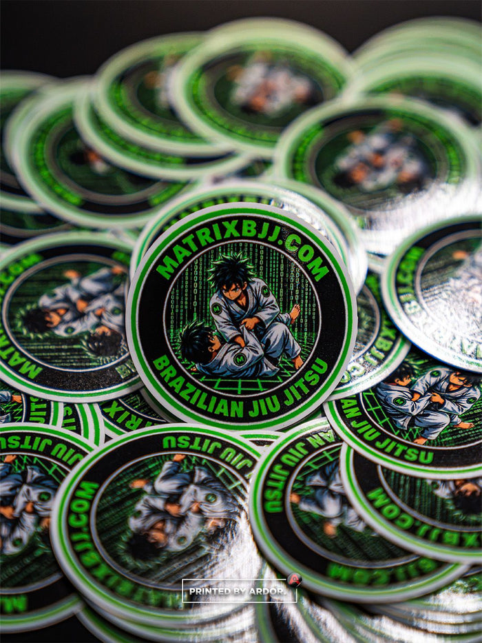 Matrix BJJ circle stickers printed by Ardor Printing