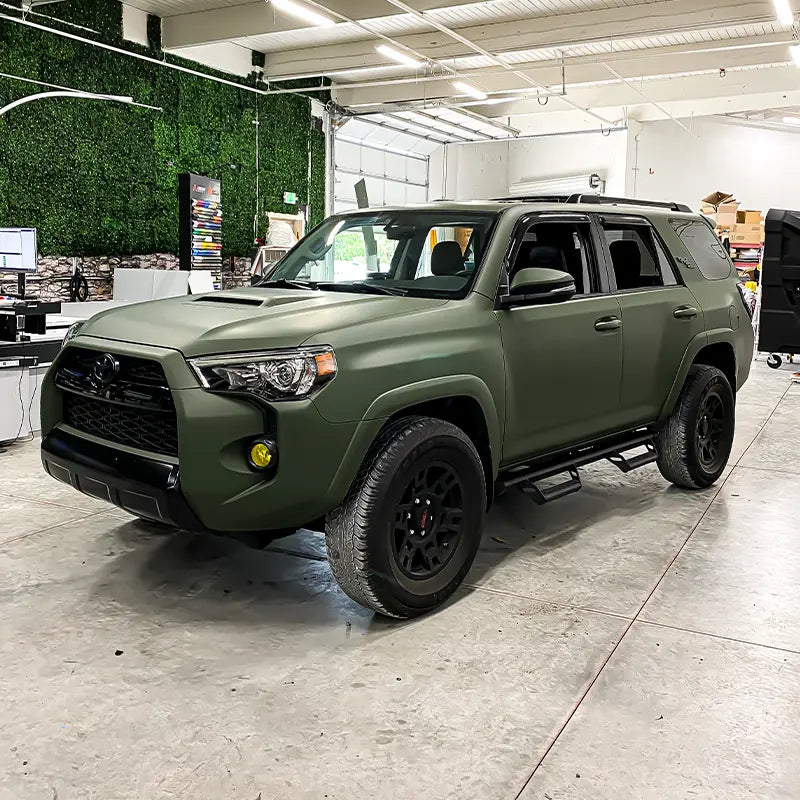 3M matte military green car wrap we installed on this 2019 Toyota 4 runner.