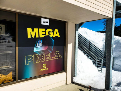 Mega Pixels full-color storefront window graphic by Ardor Printing