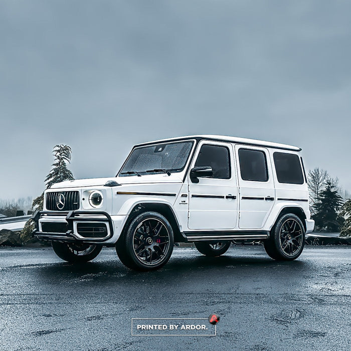 Mercedes-Benz G-Wagon color change wrap in 3M satin white vinyl by Ardor Printing, Greater Seattle
