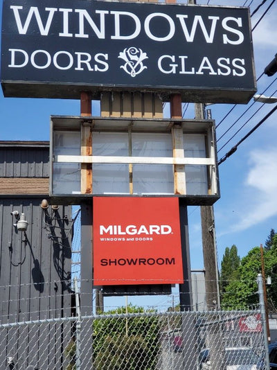 Milgard showroom pylon sign panels by Ardor Printing, view 2