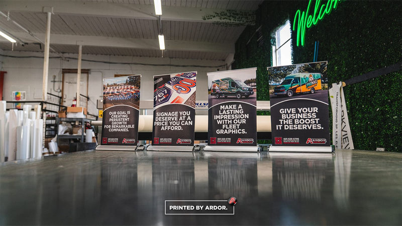 Mini tabletop retractable banners by Ardor Printing