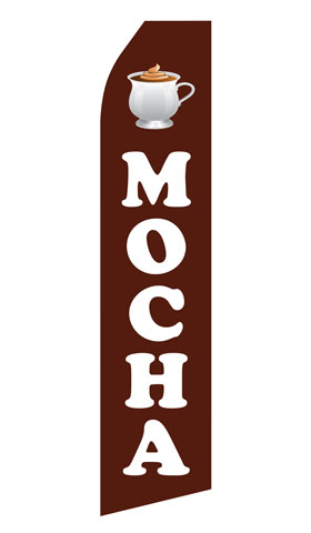 Mocha econo feather flag, 16 ft, single-sided, design 0141