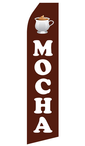Mocha econo feather flag, 16 ft, single-sided, design 1007