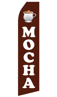Mocha econo feather flag, 16 ft, single-sided, design 1007