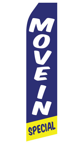 Move In Special econo feather flag, 16 ft, single-sided, design 1323