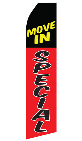Move In Special econo feather flag, 16 ft, single-sided, design 1324