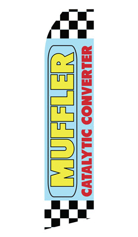 Muffler Catalytic Converter econo feather flag, 16 ft, single-sided