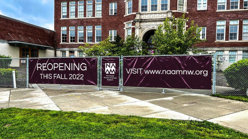 Custom fence banners for the Northwest African American Museum in Seattle by Ardor Printing