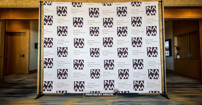 Step and repeat backdrop and retractable banners for a Northwest African American Museum benefit by Ardor Printing