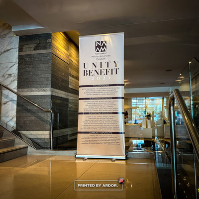 Step and repeat backdrop and retractable banners for a Northwest African American Museum benefit by Ardor Printing, view 4