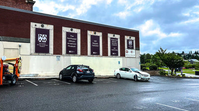 Northwest African American Museum building banners in Seattle by Ardor Printing