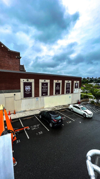 Northwest African American Museum building banners in Seattle by Ardor Printing, view 3