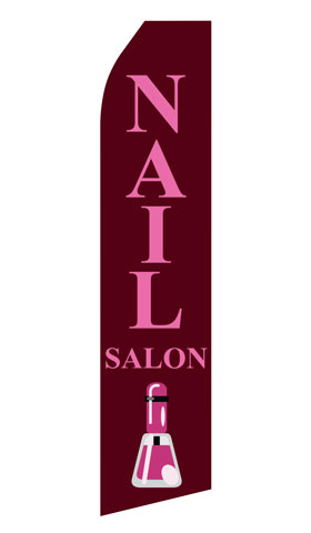 Nail Salon econo feather flag, 16 ft, single-sided, design 0142