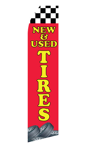 New and Used Tires econo feather flag, 16 ft, single-sided