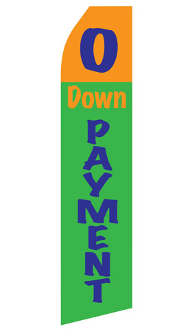 No Down Payment econo feather flag, 16 ft, single-sided, design 0279