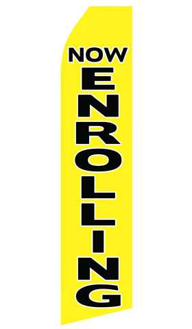 Now Enrolling econo feather flag, 16 ft, single-sided