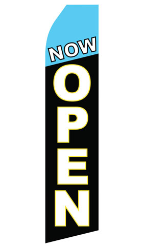 Now Open econo feather flag, 16 ft, single-sided