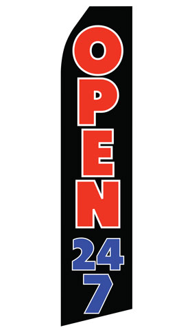 Open 24-7 econo feather flag, 16 ft, single-sided