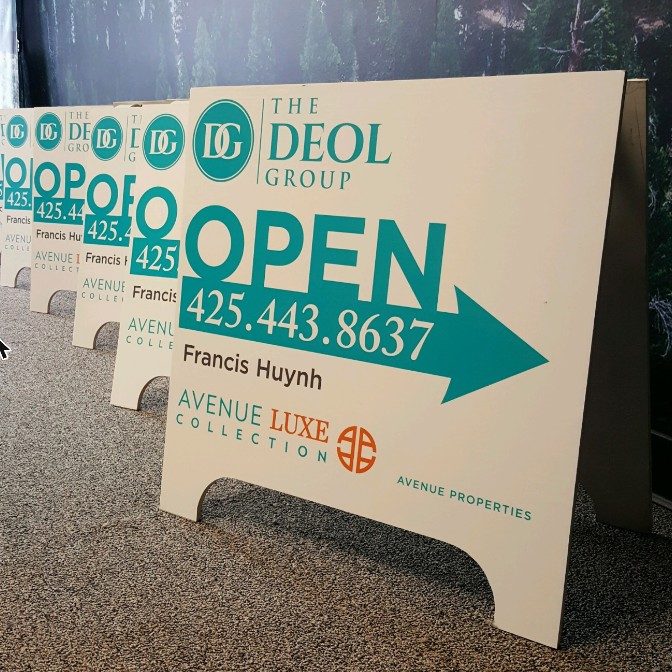 Real estate open house A-frame signs