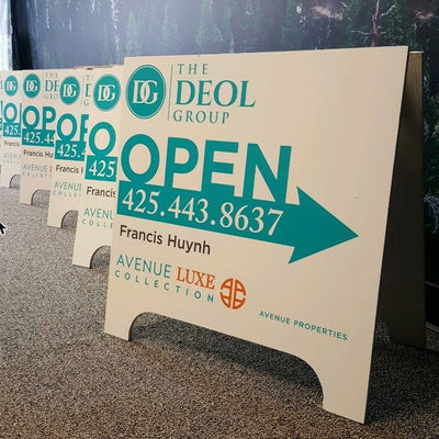 Real estate open house A-frame signs by Ardor Printing