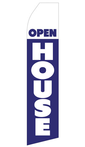 Open House econo feather flag, 16 ft, single-sided, design 1225
