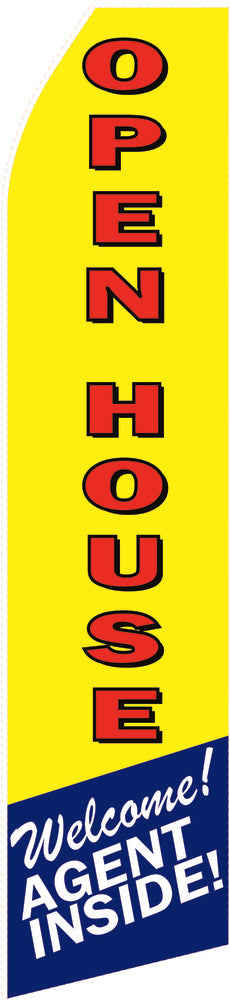Open House econo feather flag, 16 ft, single-sided, design 1330