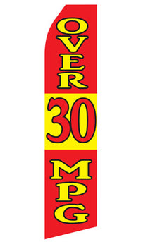 Over 30 MPG econo feather flag, 16 ft, single-sided, design 0272